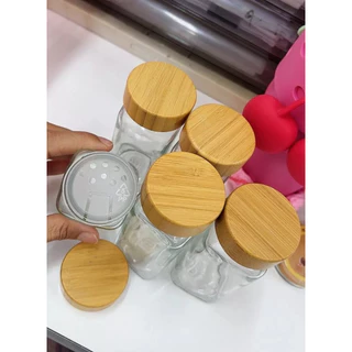 ขวดเครื่องปรุงจิ๋ว(ฝาไม้) 120มล ขวดแก้วฝาไม้ไผ่ ขวดโหลแก้วฝาไม้ จัดเครื่องปรุงให้น่าใช้ ครัวดูสะอาดเป็นระเบียบ