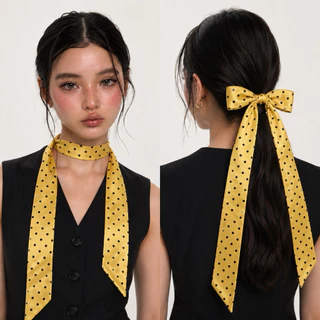 🎀〰︎ꕤ พร้อมส่ง ผ้าพันคอ Polka dot scarf (ลายจุด) 🧣 (ยาว130CM.) ผูกผม/ผูกเอว/ผูกกระเป๋า/พันคอ (กทม.มี ส่งด่วน)