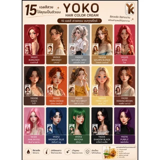 YOKO Hair Color Cream โยโกะ สีย้อมผม (100 ml.x2) มี 15 สีให้เลือก