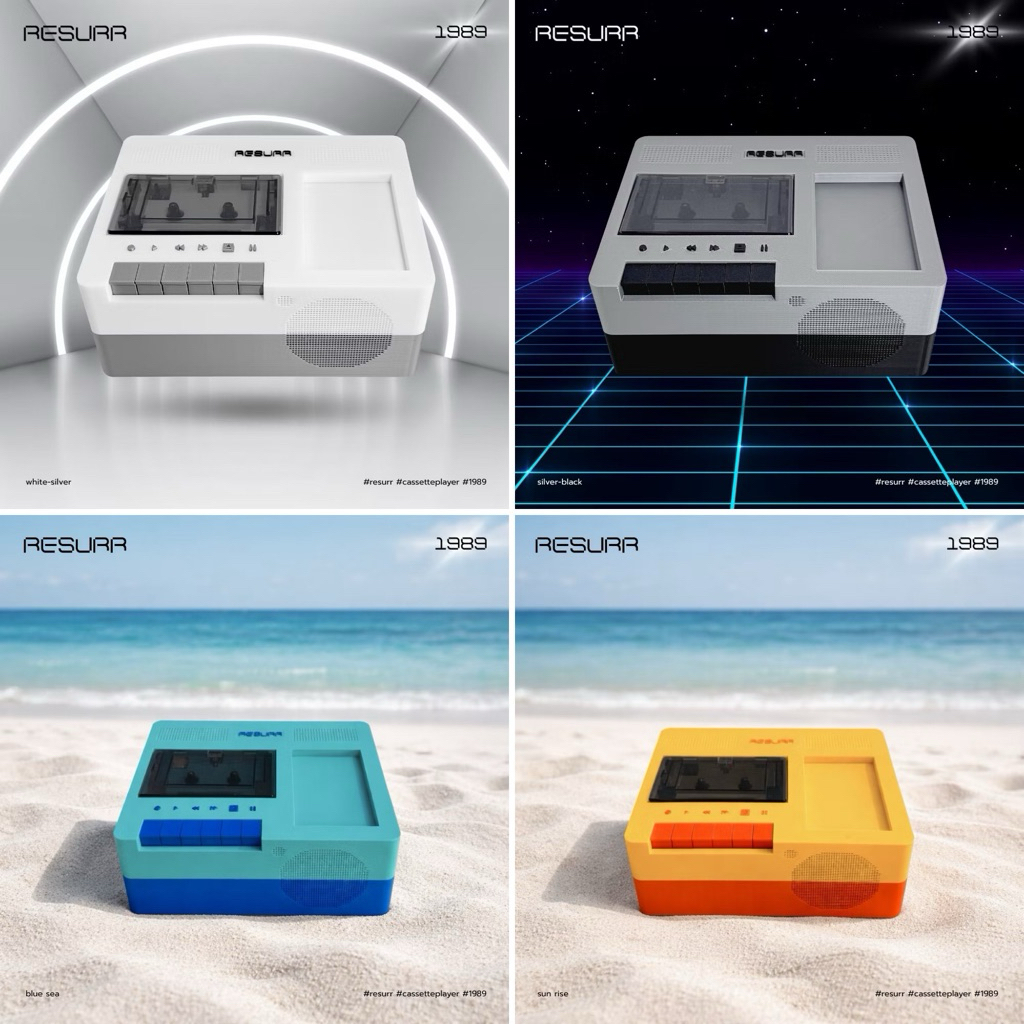 ( ส่งด่วน ) RESURR เครื่องเล่นเทปคาสเซ็ทพร้อมลำโพงในตัว / เครื่องเล่นเทป เครื่องเล่นเทปนอน Cassette Player 1989