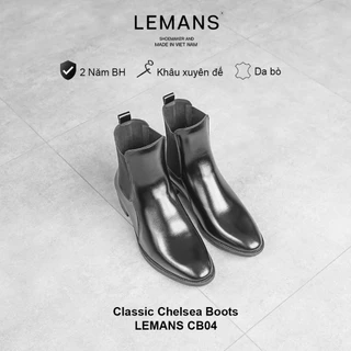 Chelsea Boots Classic Black LeMans CB04 รองเท้าหนังวัวสําหรับผู้ชายหัวแหลม ส้นสูง 5 ซม. 24 เดือน