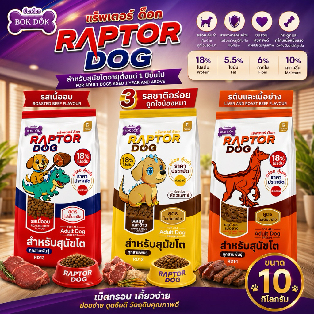 อาหารสุนัข แร็พเตอร์ Raptor (ขนาด 10กก.)
