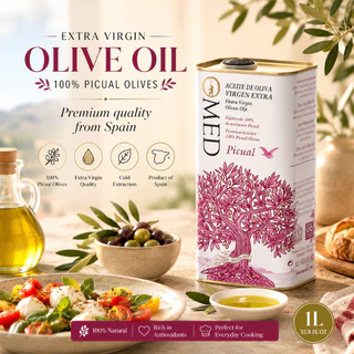 โอเมด น้ำมันมะกอกเอ็กซ์ตร้าเวอร์จิน พิคูอัล จากสเปน 1 ลิตร-Picual Extra Virgin Olive Oil from spain 1L OMED brand