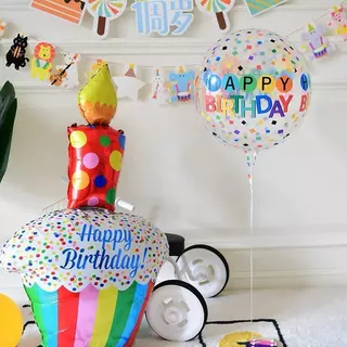 22 นิ้ว 4D ลูกโป่งใส PVC สกรีนลาย HAPPY BIRTHDAY ลูกโป่งฟอยล์ ลูกโป่งวันเกิด สําหรับตกแต่งปาร์ตี้วันเกิด