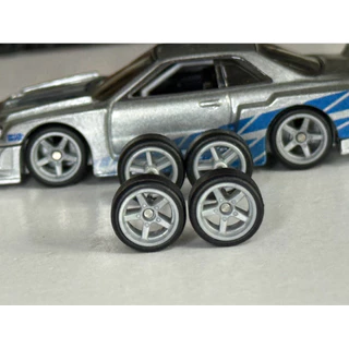 ล้อยาง รถยนต์ 1:64 ขนาด 11 MM ลาย 5 ก้าน ยางถอดได้ ขนาดแกน ยาว JDM