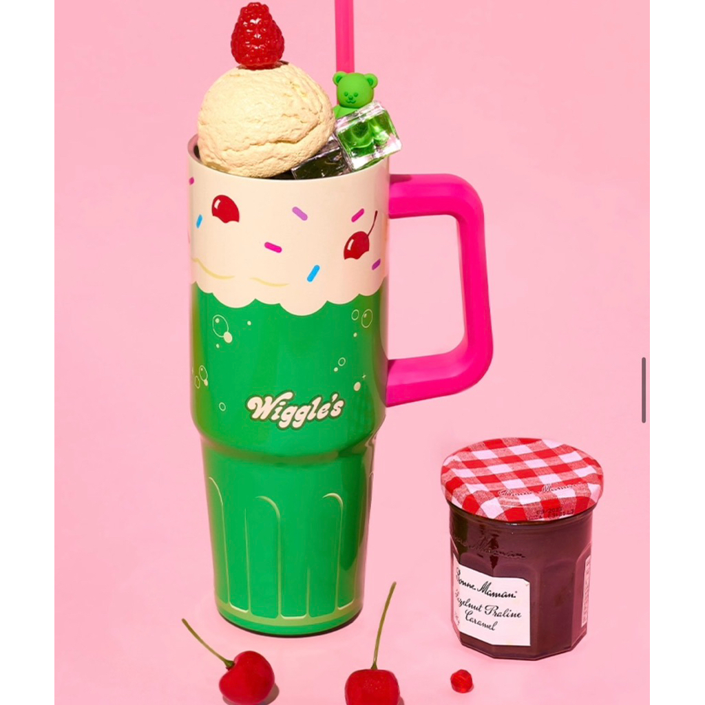 🐣พร้อมส่ง 🐣[WIGGLE WIGGLE] แก้วน้ําขนาดใหญ่ สี Melon Soda  850ml (หลอดรวม / 304 Stainless