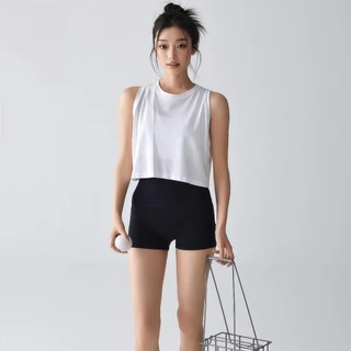 FitYoga เสื้อกีฬาแขนกุดทรงหลวม เสื้อยืดออกกำลังกายตัวสั้น แขนสั้นกระชับสัดส่วน ระบายอากาศได้ดีและเป็นมิตรกับผิวหนัง