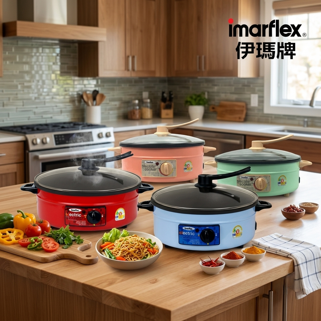 IMARFLEX กระทะไฟฟ้า รุ่น IP-134 เคลือบเทปลอน ขนาด 3 ลิตร ฝาแก้วแบบใหม่ กำลังไฟฟ้า 1050 วัตต์