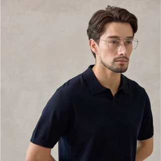 Thesilverneedle - V neck open collar short sleeve knit polo โปโลนิตแขนสั้นแบบคอปกวีชิ้นเดียว 100% LYOCELL (มีการปรับไซส)