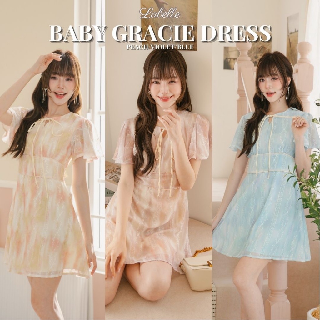 DR0615 LABELLE รุ่น Baby Gracie Dress เดรสทำงาน คาเฟ่น่ารัก