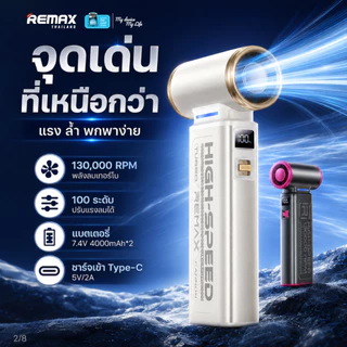 Remax Fan High-speed Handheld RS-SF19 - พัดลมมือถือ ลมแรง ปรับได้ 100 ระดับ ชาร์จ Type-C พกพาง่าย