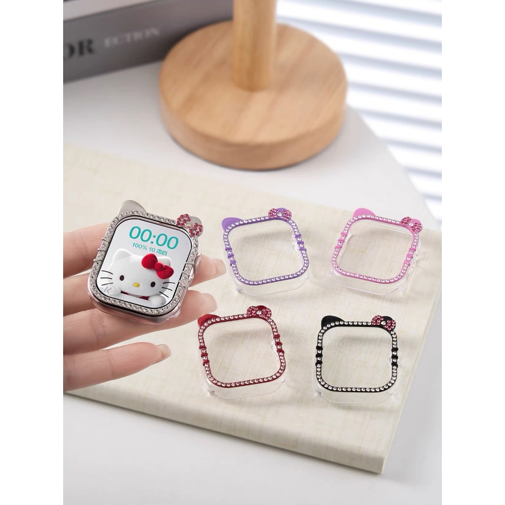 พร้อมส่งมาใหม่ เคส PC น้อง KT ประดับเพชร ใช้ได้กับ Smart Watch 11 10 9 8 7 Ultra CD5GPro WS11mini CO10mini C0Prime