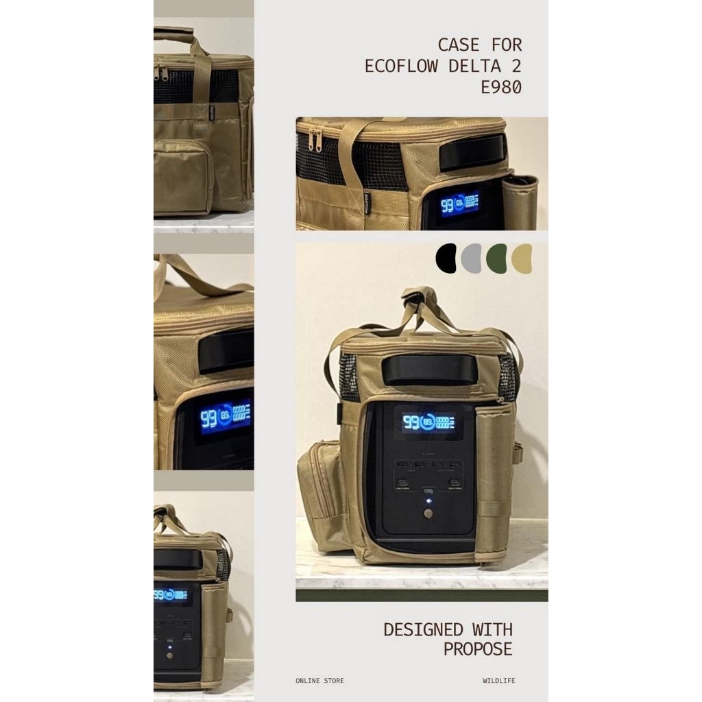 เคสสำหรับ EcoFlow DELTA 2 (E980) พร้อมใช้งาน ไม่ต้องถอดเครื่องออกจากกระเป๋า