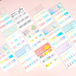Index แผ่นอินเด็กซ์คั่นหน้า PET แบบใส (ไล่สี Gradient & ลายการ์ตูนสุดคิ้วท์) กระดาษโน้ต ที่คั่นหน้า