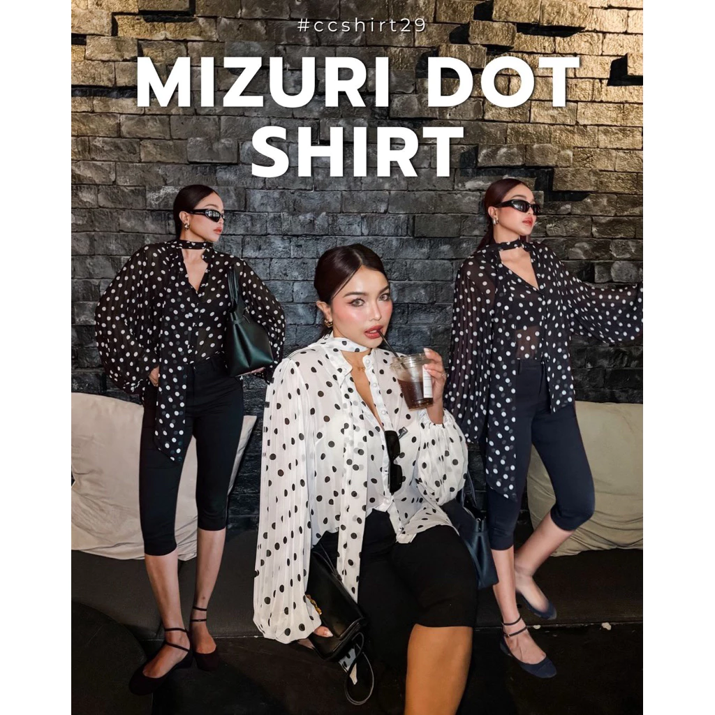 Chuuclothing Mizuri dot shirt [พร้อมส่ง] เก็บโค้ดหน้ากิจกรรม