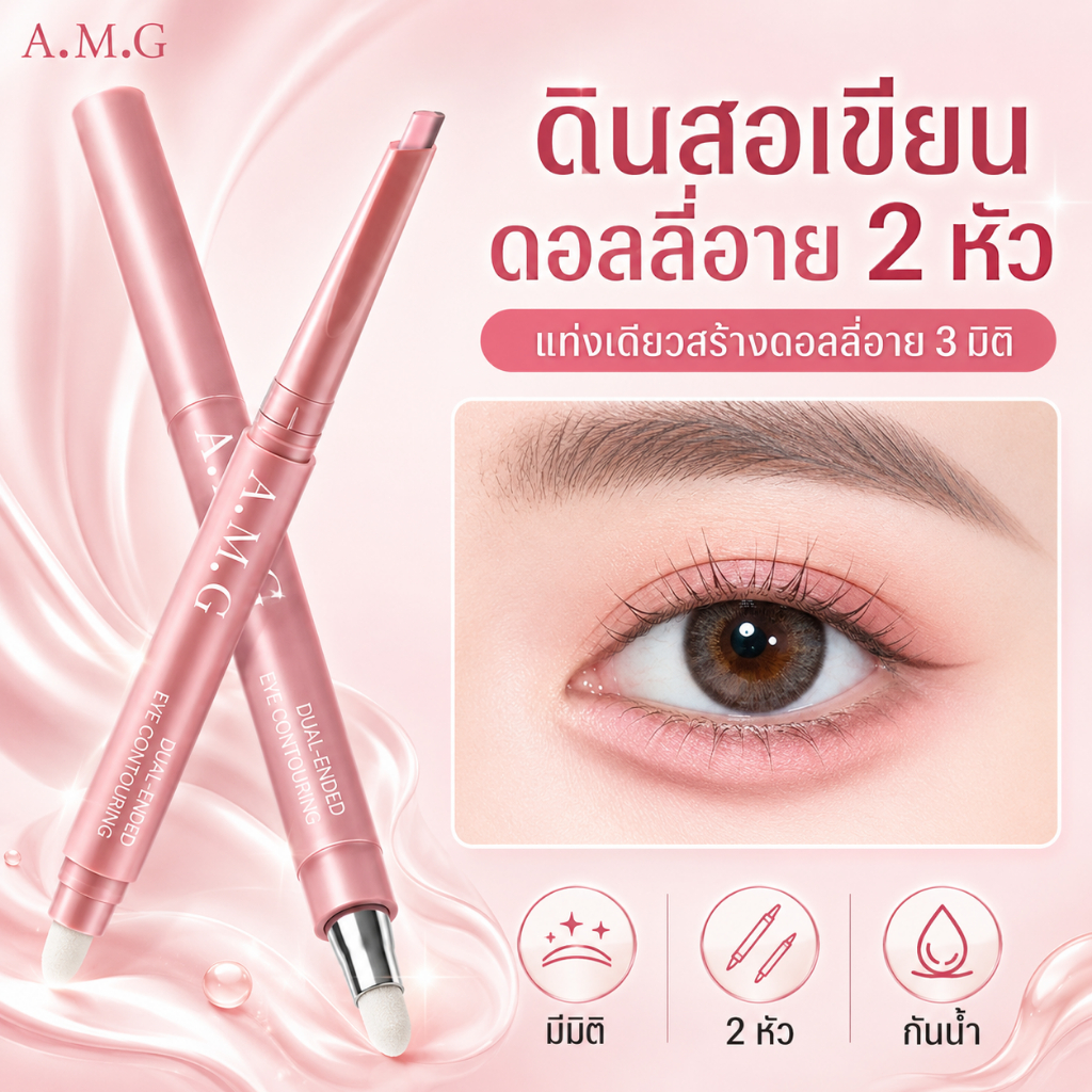 พร้อมส่ง ส่งไว ดินสอเขียนดอลลี่อาย 2 หัว ไฮไลท์และเฉดดิ้งในแท่งเดียว เพิ่มมิติใต้ตา ลุคธรรมชาติ ติดทนนาน