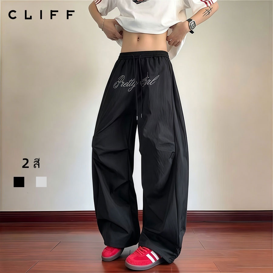 CLIFF กางเกงขายาวลายดอกไม้โบราณแบบอเมริกัน  สไตล์ยูนิเซ็กซ์  เข็มขัดกางเกงยืด  ผ่อนคลาย แฟชั่นใส่ประจำวันออกเที่ยว