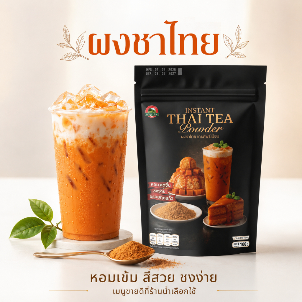 ผงชาไทย ชนิดชงละลาย Instant Thai Tea powder ตรา ดอยชาไทย
