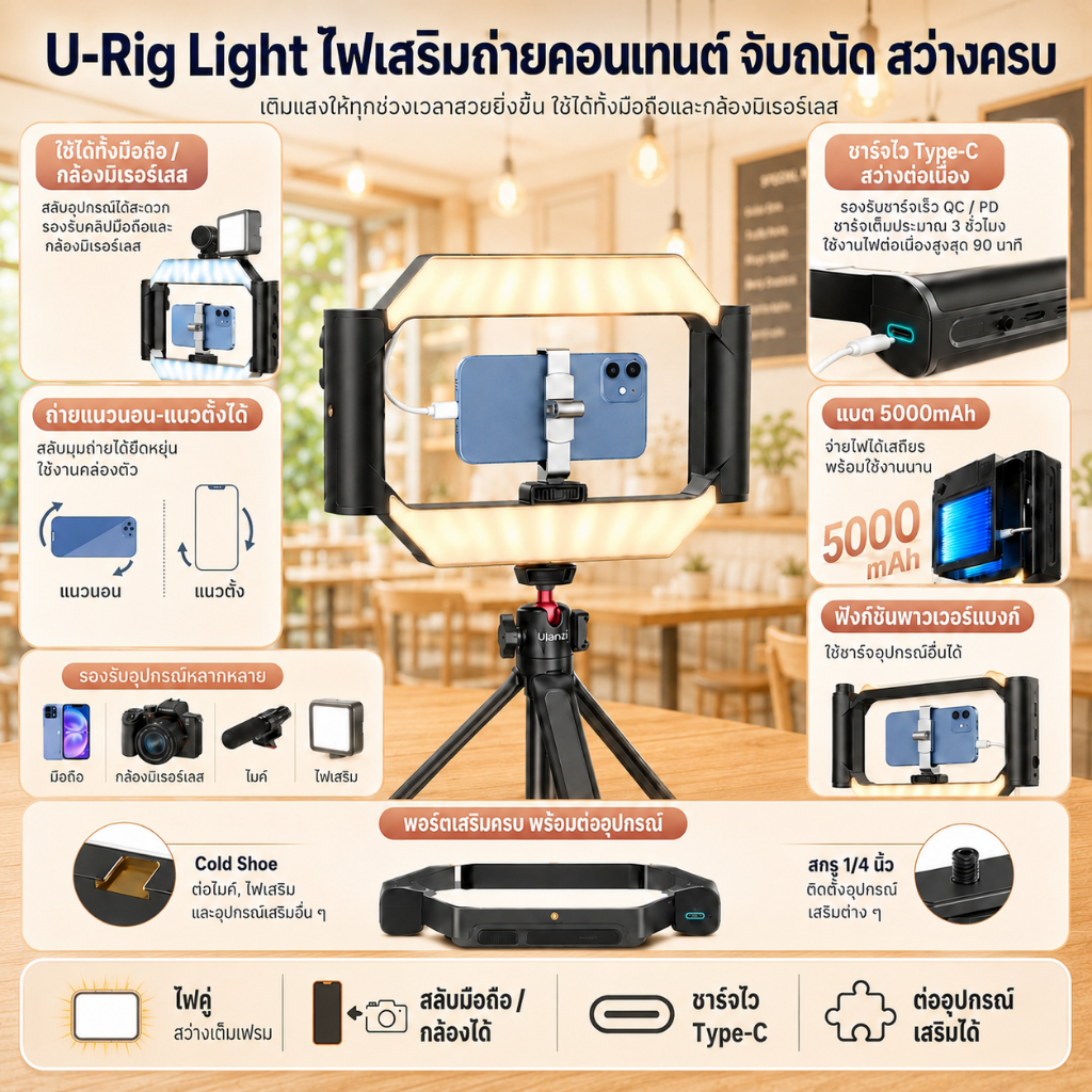 Ulanzi x Mooniverse เซ็ตไลฟ์สด ถ่ายรีวิว Urig Light รูปที่ 3