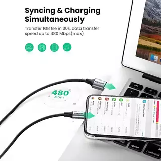 UGREEN USB 2.4A Certified MFI Charging Cable สายชาร์จเร็ว Cable ยาว 1M - 2M Alu Nylon
