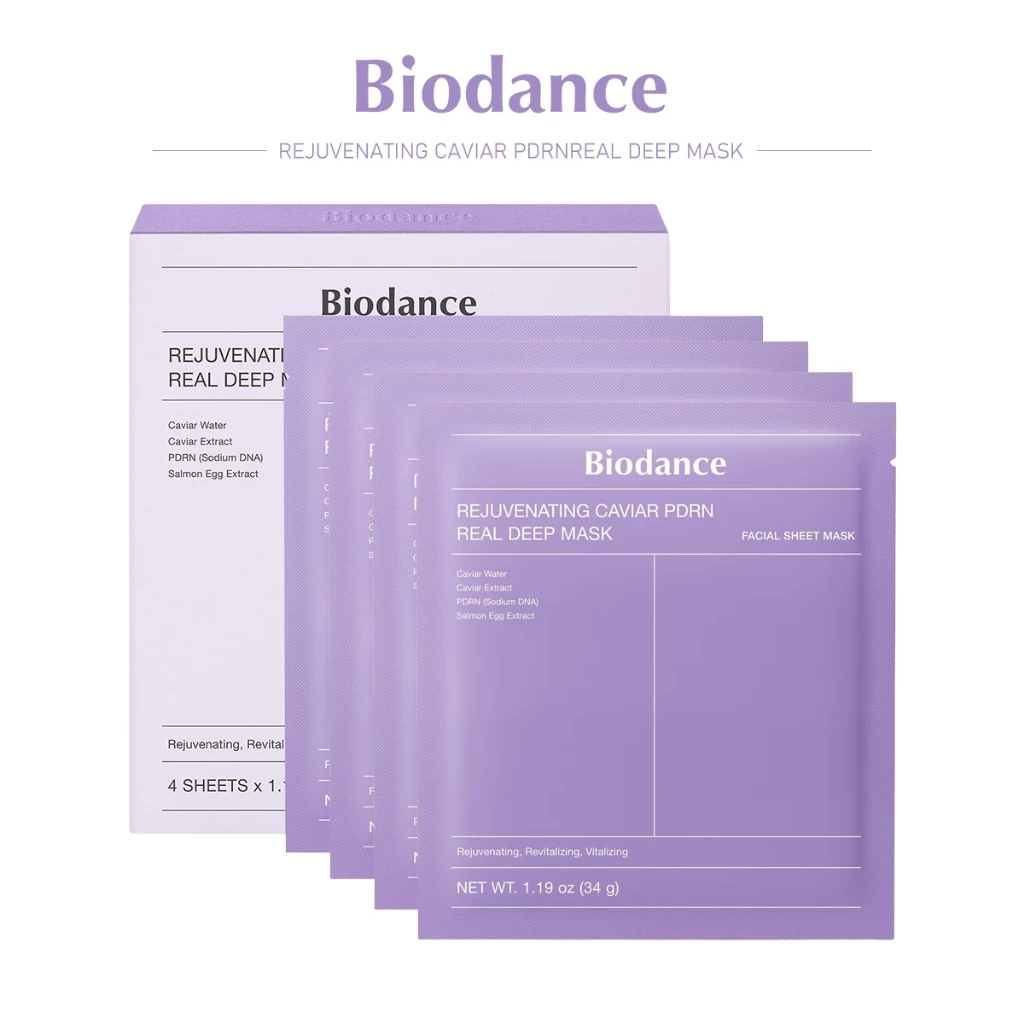 มาส์กหน้า BIODANCE คาเวียร์ PDRN เนื้อเจล ใช้ค้างคืน ฟื้นฟูผิวให้เต่งตึง กระจ่างใส 1 กล่อง 34g (4 ชิ้น)