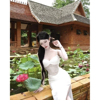 🌿🪷Verora dress🪷🌿 เดรสสายเดี่ยวสีขาวสุดละมุน ดีไซน์หรูดูแพง VR