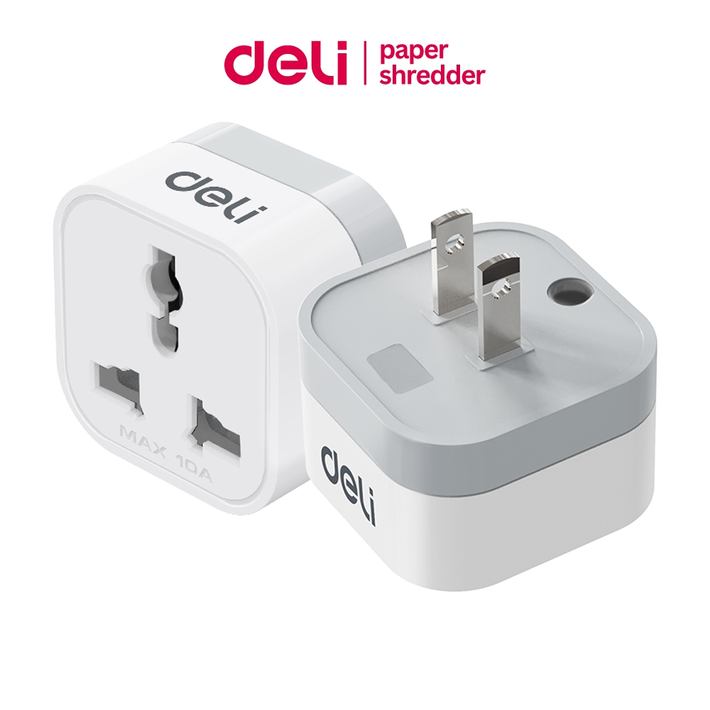 Deli อะแดปเตอร์ ปลั๊กแปลง ปลั๊กสากล ทนความร้อน มีม่านนิรภัย ช่องเสียบแน่น พกพาง่าย Universal Adapter