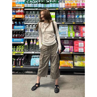📍พร้อมส่ง ดำ ครีม📍10369# กางเกง cargo งานมีกระเป๋าข้าง มีเชือกรูดช่วงเอว เนื้อผ้าดี ทรงสวย TAG:WG.WE 🇰🇷