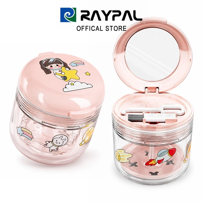 กล่องใส่รีเทนเนอร์น่ารัก มีกระจก พกพาง่าย ลายน่ารัก กล่องรีเทนเนอร์จัดฟัน กล่องจัดเก็บฟันปลอม