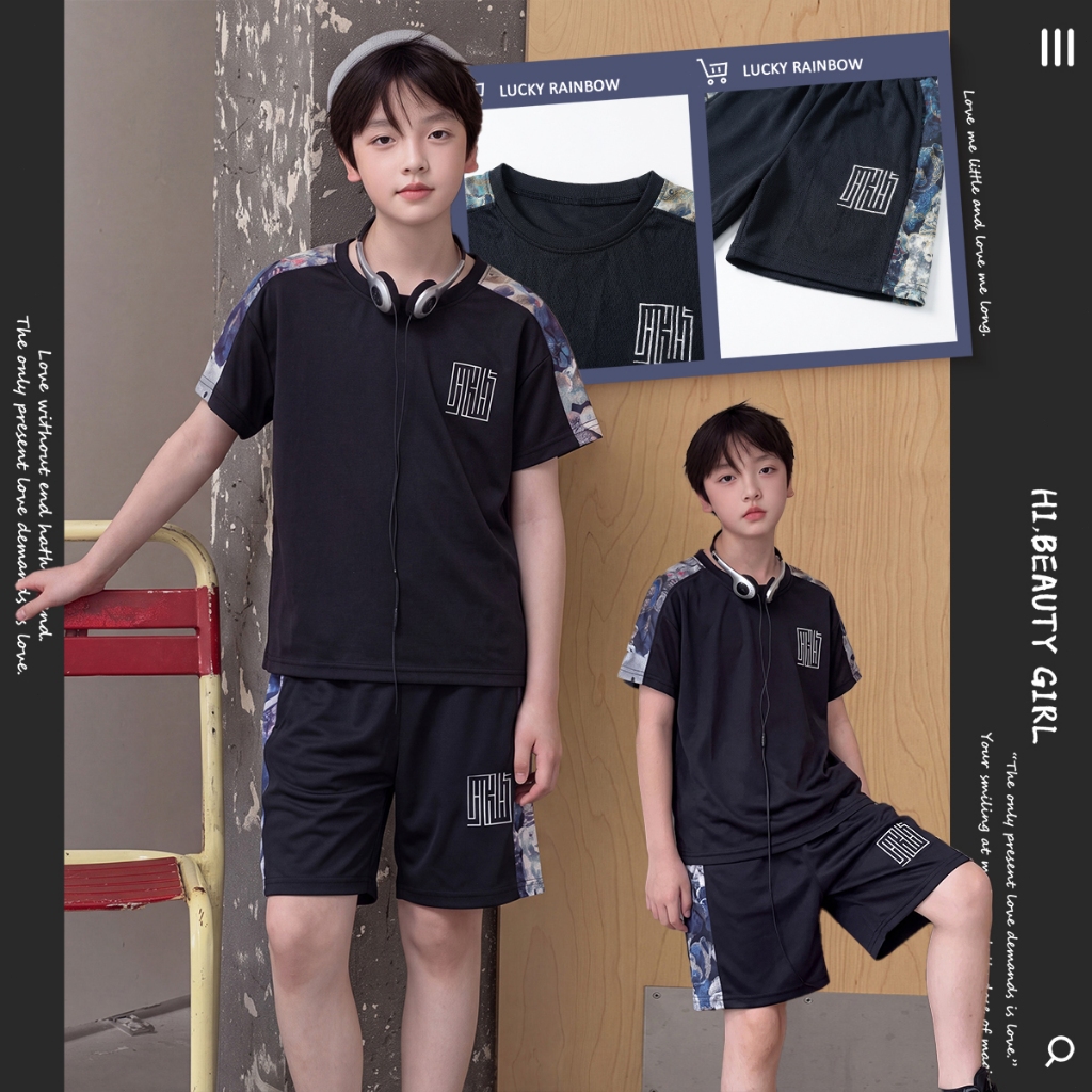 ชุดแฟชั่นเด็ก เสื้อแขนสั้นและกางเกงขาสั้น เสื้อผ้าเด็กผู้ชาย งานดี ใส่สบาย รุ่นใหม่ปี เหมาะกับฤดูร้าน 2-12 ปี