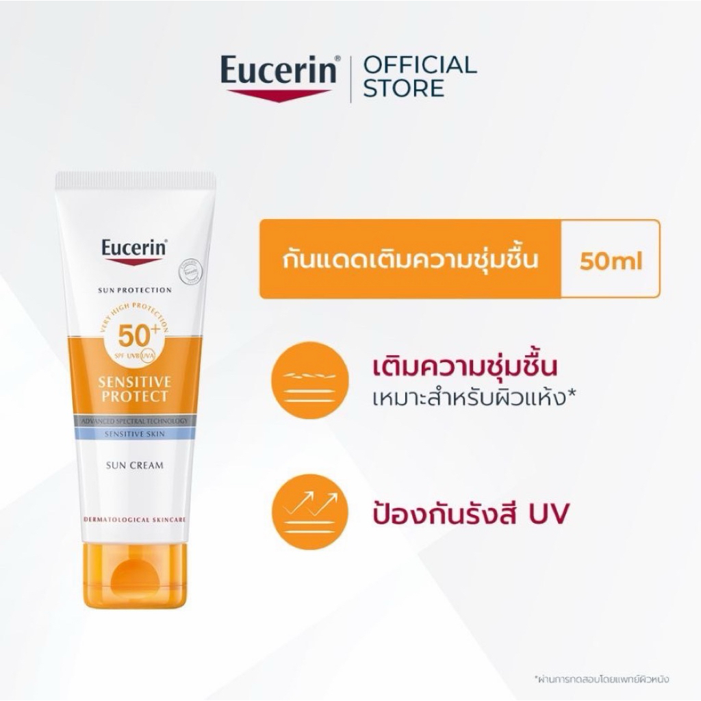 ครีมกันแดด Eucerin SPF50+ สำหรับผิวหน้า ปกป้องผิวจากแสงแดด