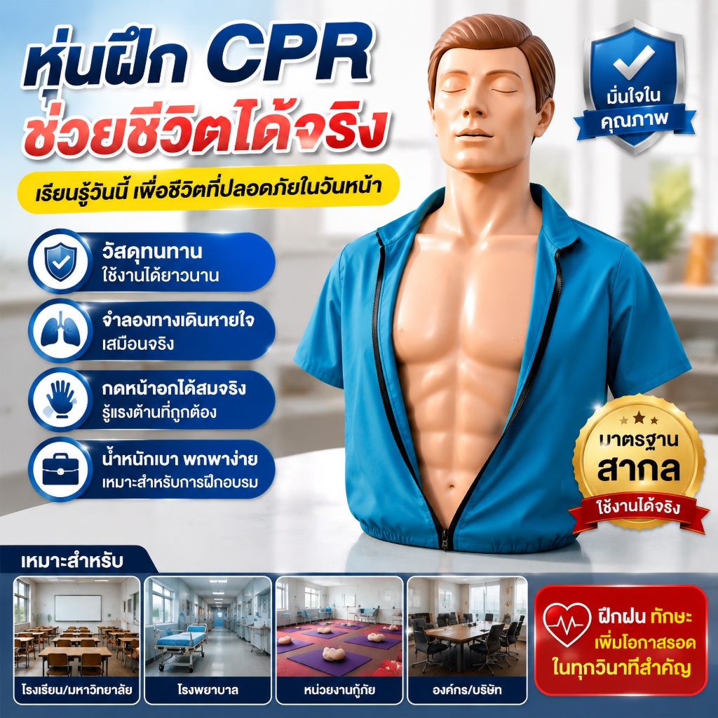 หุ่น cpr ผู้ใหญ่ หุ่นcpr   manikin หุ่น  cpr Half-body Medical CPR กดจริง ชุดจำลองครึ่งร่างกาย