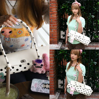 🍒💚Somethingapparels trend Polka Dot Jelly Bag-Another Hill กระเป๋าเจลลี่ลายจุดสัชมพูมิ้นจาก กระเป๋า Jelly Y2K