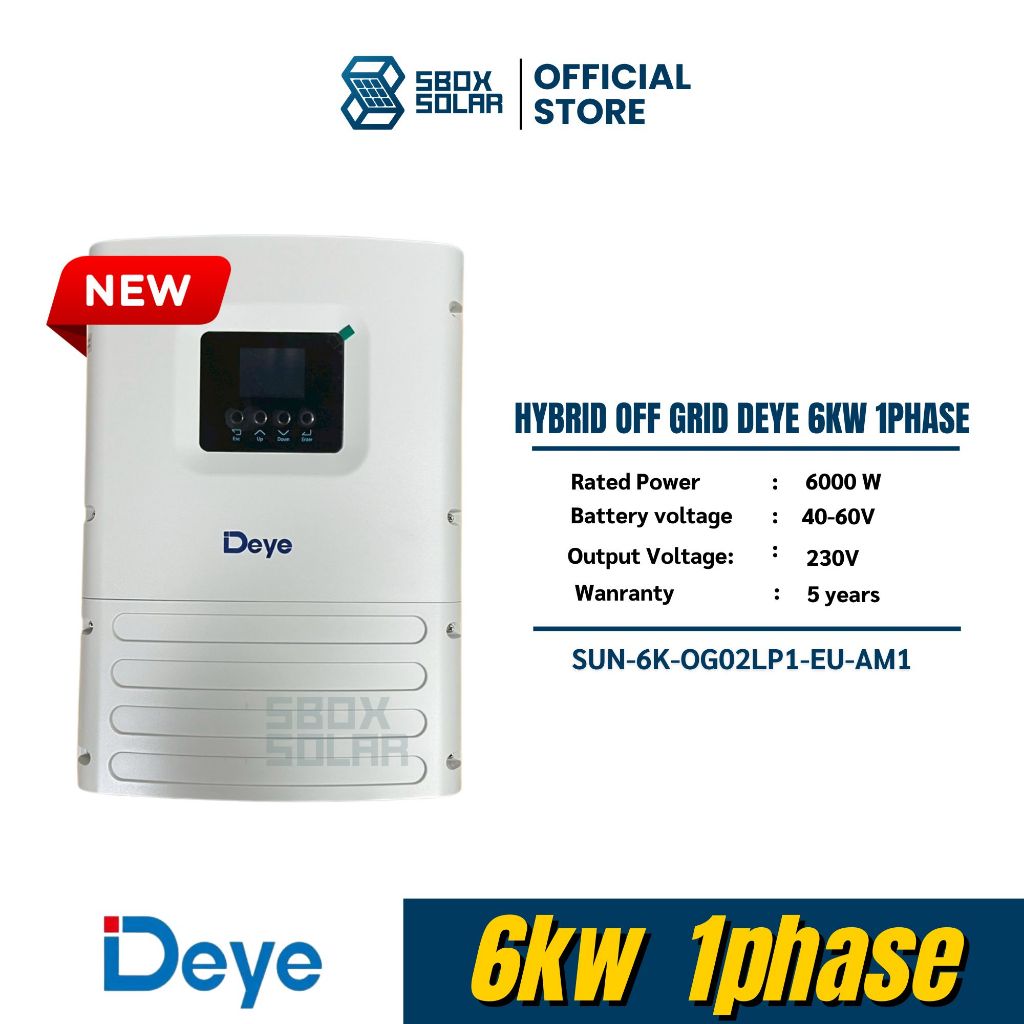 Deye hybrid offgrid 6kw 1phase ไฮบริดออฟกริด อินเวอร์เตอร์ 6kw 1 เฟส รับประกันศูนย์ไทย 5 ปี รุ่นใหม่ล่าสุด!!