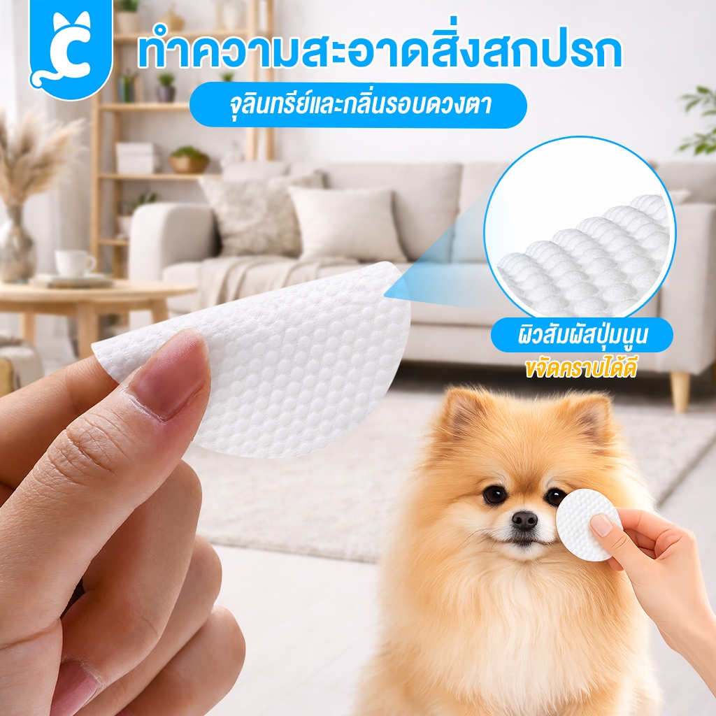ส่งฟรี Cleverpet แผ่นเช็ดสุนัขและแมว 130 แผ่น รูปที่ 3