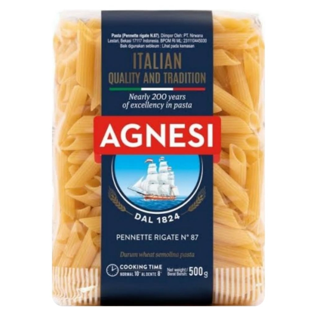 🍝Agnesi เส้นพาสต้า🍝 ฮาลาล100% พาสต้าหลอดตัด เส้นมักกะโรนีคุณภาพสูง เส้นเหนียวนุ่ม 500กรัม 📌📌ของล็อตใหม่