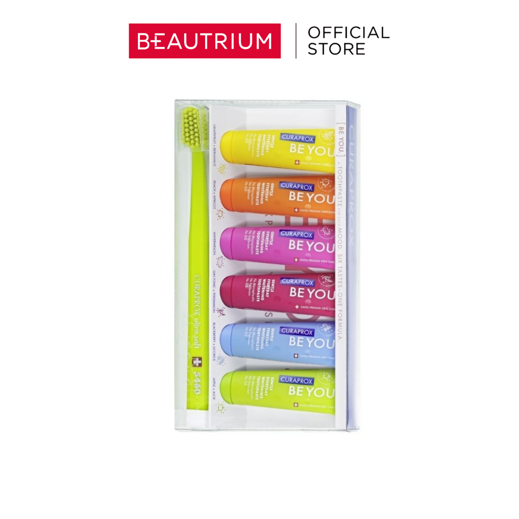 CURAPROX (คละสี) Be you Six-Taste-Pack / 6X10ml Toothpastes With 1Toothbrush ยาสีฟัน 160g