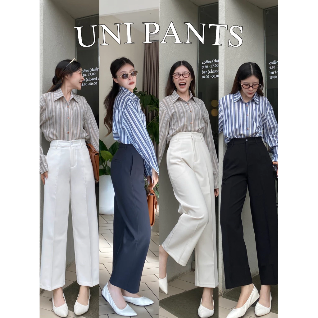 UNI PANTS กางเกงผ้าขากระบอกกลาง (ขาเต่อ)