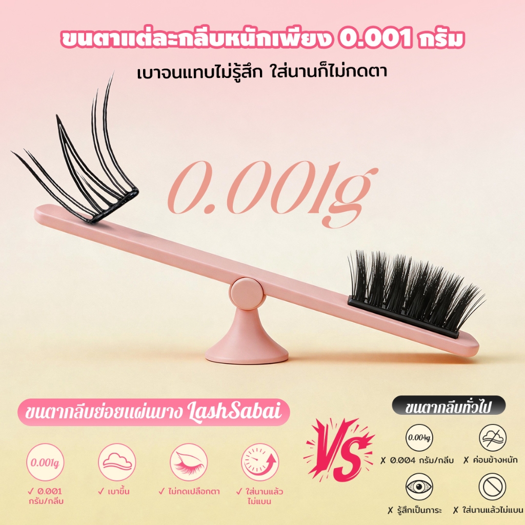 LASHSABAI  AIRY-IDOL ขนตาปลอมเกาหลี แผ่นบางพิเศษ เบาเหมือนไม่ได้ใส่ จับช่อธรรมชาติ ติดง่าย อยู่ทรงทั้งวัน S212 รูปที่ 6