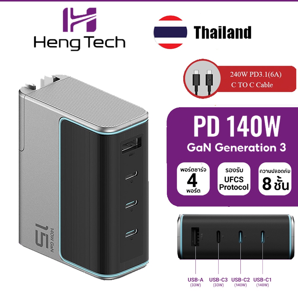 CUKTACH 140W เครื่องชาร์จรวดเร็ว NO.15 GaN 140W เครื่องชาร์จรวดเร็วพลังงานซุปเปอร์