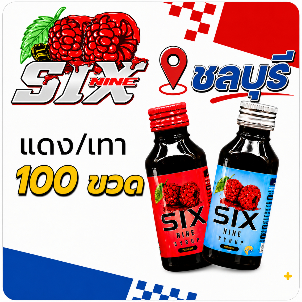 100 ขวด six nine ไซรัป SIX-NINE น้ำหวานเข้มข้น กลิ่นหอมหวานแท้ มี2สูตร ฝาเทาและฝาแดง
