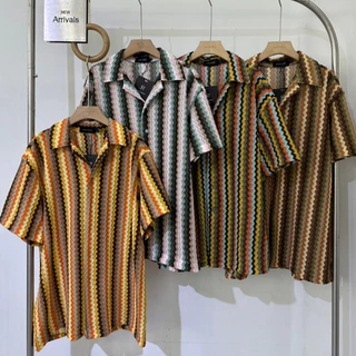รวมเชิ้ตลายริ้วผู้ชาย สไตล์เกาหลี เสื้อเชิ้ตแขนสั้นลายริ้วสุดเท่ งานคอลใหม่มาแรง