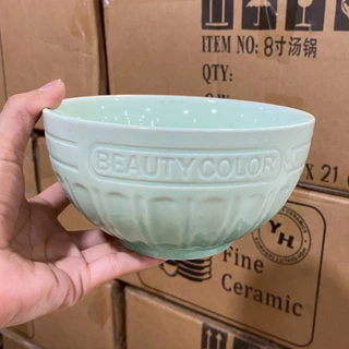 ชามเซรามิคขนาด 6 นิ้ว ชามทรงอ้วน สีพาสเทลน่ารักๆ มินิมอล สีมันเงา เข้าไมโครเวฟได้