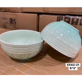 ชามเซรามิคขนาด 6 นิ้ว ชามทรงอ้วน สีพาสเทลน่ารักๆ มินิมอล สีมันเงา เข้าไมโครเวฟได้