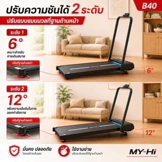 ลู่วิ่งไฟฟ้า ลู่วิ่ง B40 ลู่วิ่งไฟฟ้าพับได้ mini treadmill พร้อมจอLCD ใช้พลังงานต่ํา ลูวิ่งไฟฟ้า ปรับความลาดชันได้