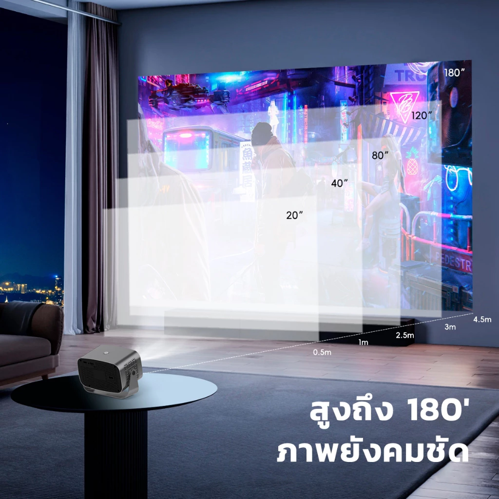 1080P HD Projector โปรเจคเตอร์ โฮมพกพาขนาดเล็ก มี  YouTube ในตั โปรเจคเตอร์ 4K ต้องมีสำหรับคาราโอเกะ  Android 14.0 thumbnail 7
