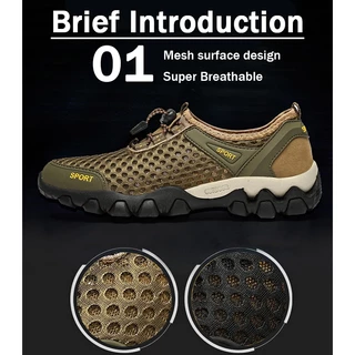 Dee_StepShoes รองเท้าลุยน้ำสำหรับผู้ชาย ผ้าตาข่ายระบายอากาศได้ดี ไม่ลื่น สำหรับเดินป่ากลางแจ้ง พื้นยาง36-46