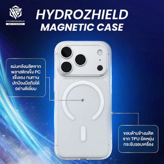 เซตคู่สุดคุ้ม ฟิล์มกระจกเต็มจอไอโฟนแบบใส+เคสใส HydroZhield Magnetic Case ปกป้องรอบตัวเครื่อง สำหรับ iPhone
