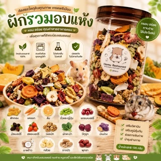Hamu ❤️​ ผักอบแห้ง ผลไม้อบแห้ง ผักรวม Dried Mix Veg & Fruit สำหรับแฮมเสตอร์ กระต่าย ผลไม้อบสำหรับสัตว์เลี้ยงขนาดเล็ก