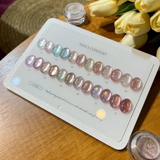 Rose mirage 12 สี ผงขัดเล็บ Nailscontent พร้อมชาร์ต